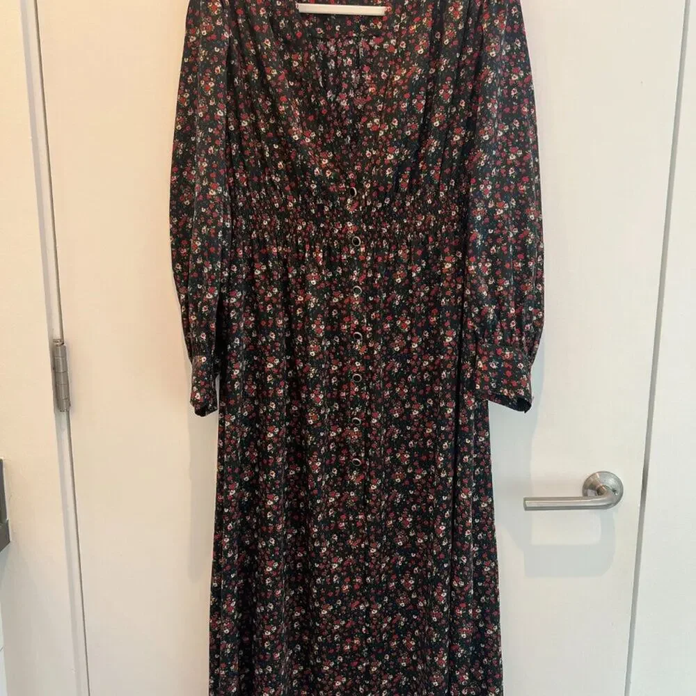 Sandro Paris Tabitha Floral Print Wrap Midi Dress Size 38 US 6 — Belted - Picture 2 of 6